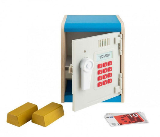 Playtive- Juego de Caja fuerte para juguetes de Madera