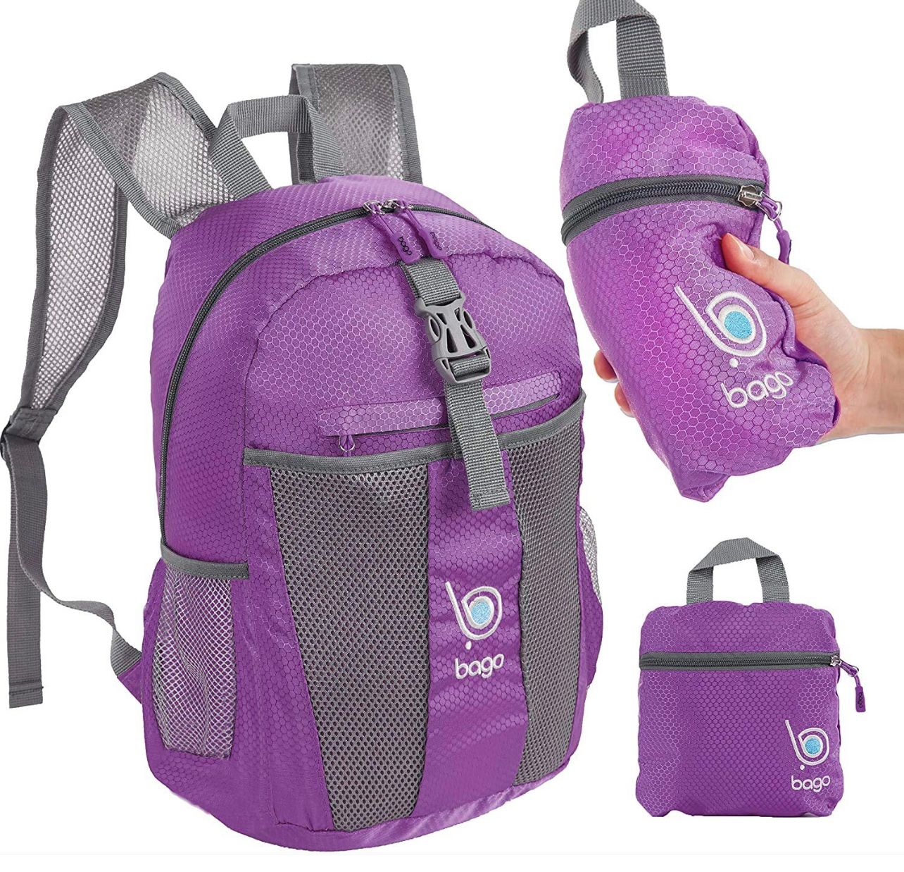 Bago Mochila Plegable Liviana de 25 L - Mochila para Viajes, morada