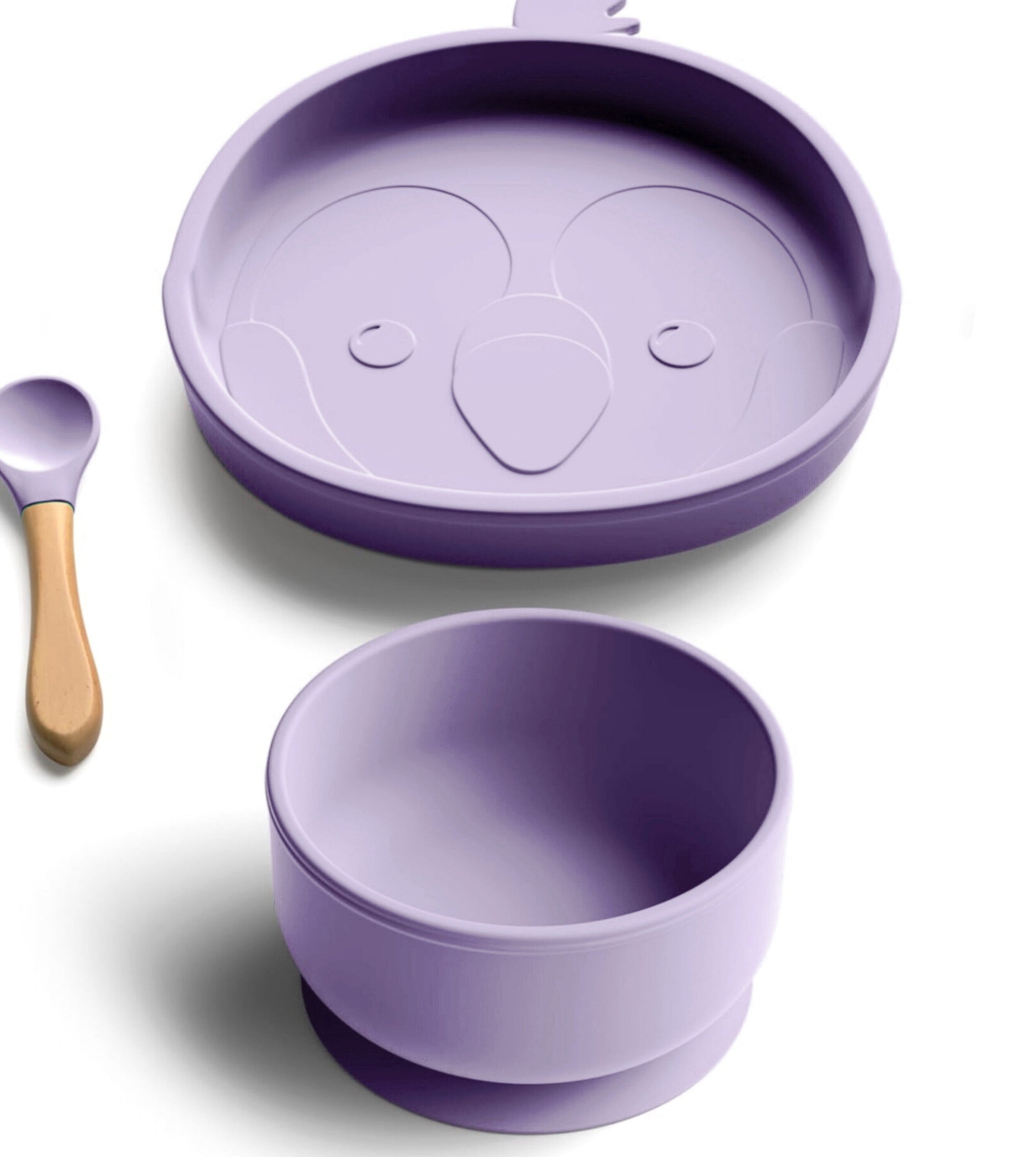 Bimbly- Set de alimentación para niños de silicona, 3 piezas