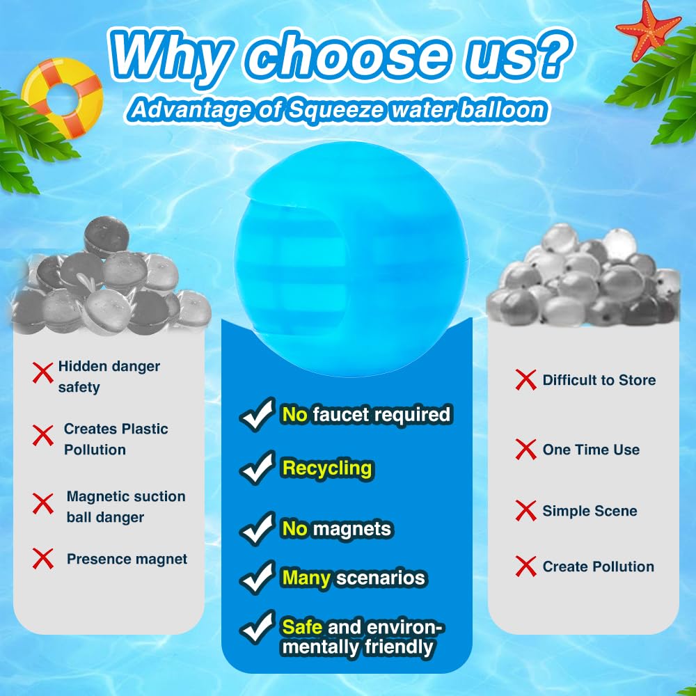 10 globos de agua reutilizables, juguetes de agua para piscina y playa