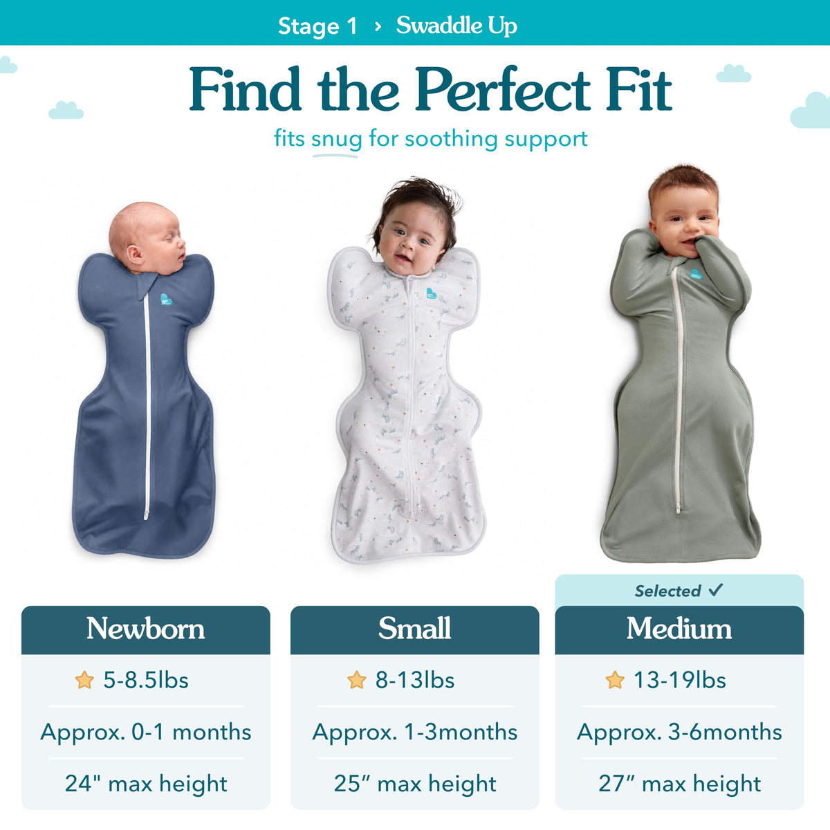 Love to Dream Swaddle Up, saco de dormir para bebé | 1.0 TOG, 13-19 libras; 3-6 meses