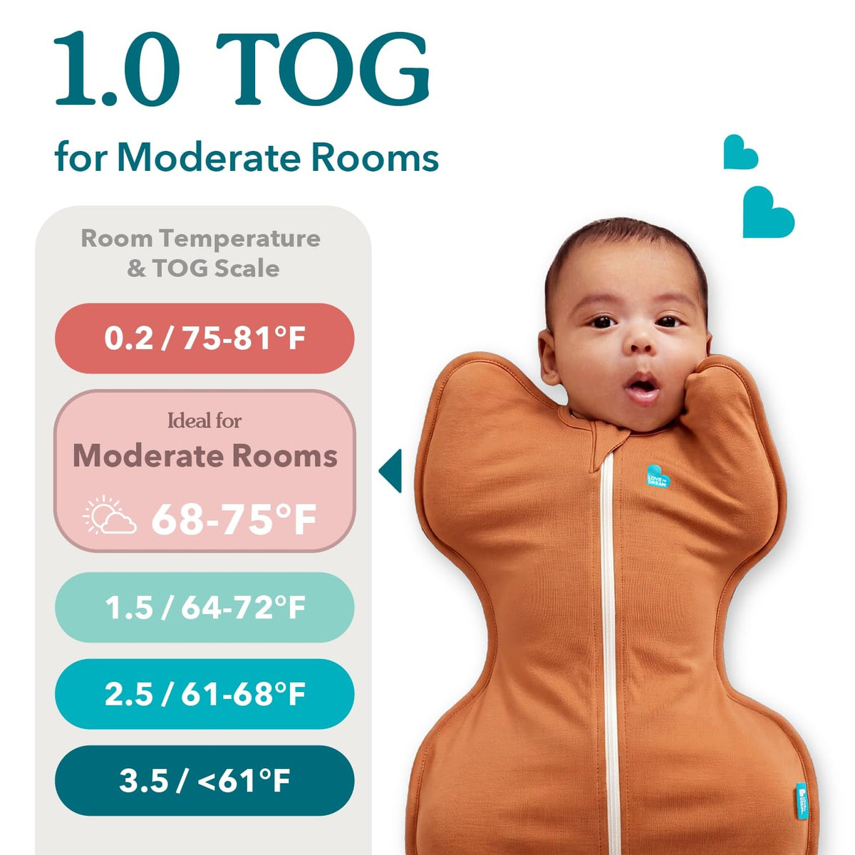 Love to Dream Swaddle Up, saco de dormir para bebé | 1.0 TOG, 13-19 libras; 3-6 meses