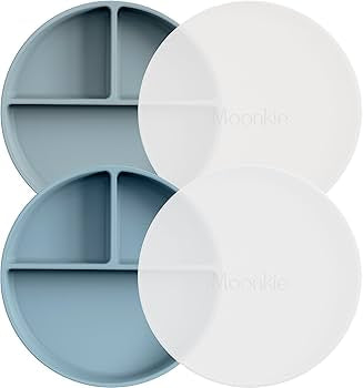 Platos de succión para bebé, 100% silicona, sin BPA, con tapas