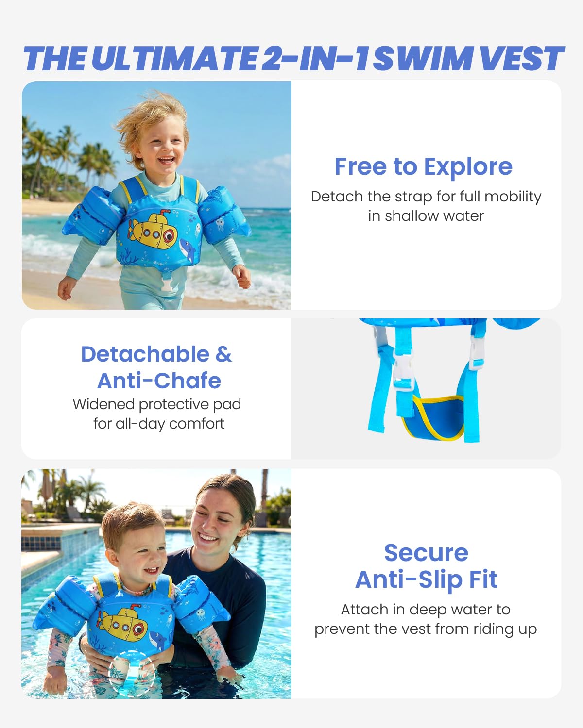Chaleco de natación para niños, 20-50 libras