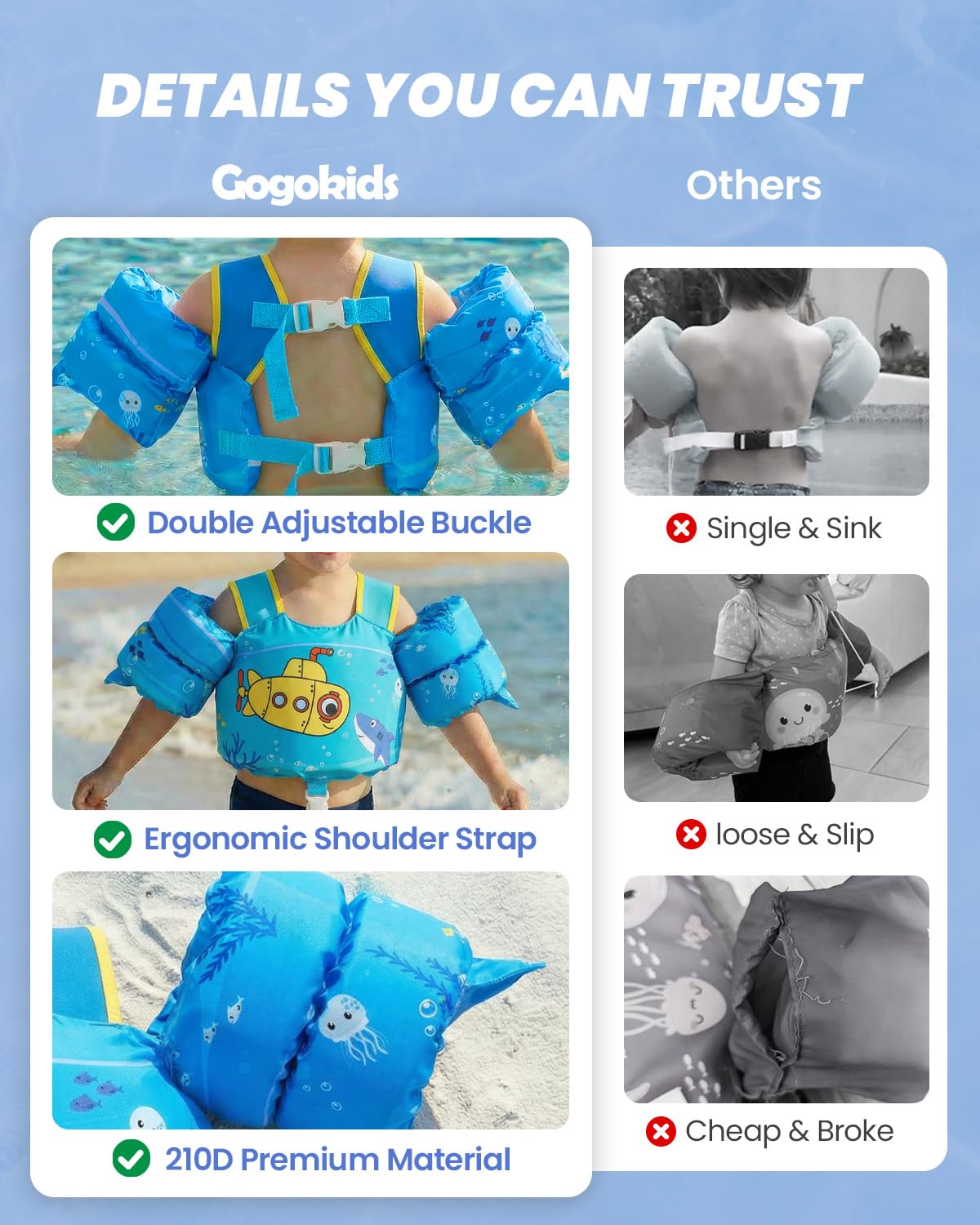 Chaleco de natación para niños, 20-50 libras