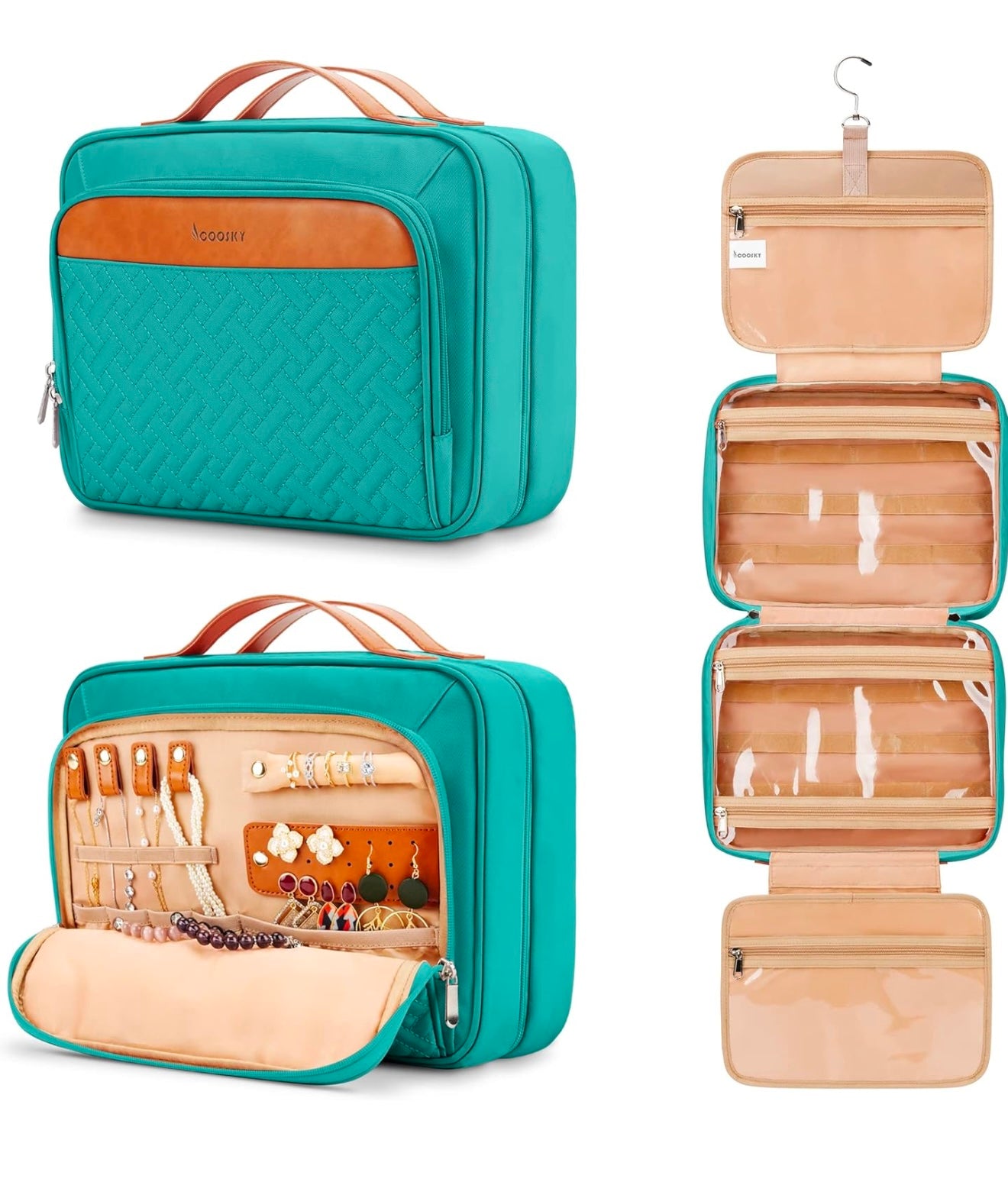 Coosky Neceser colgante de viaje con organizador de joyas