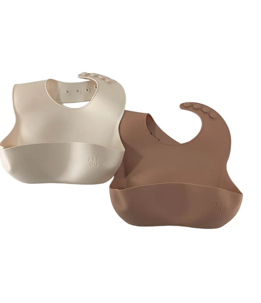 Paquete de 2 baberos AEIOU, color arcilla/avena