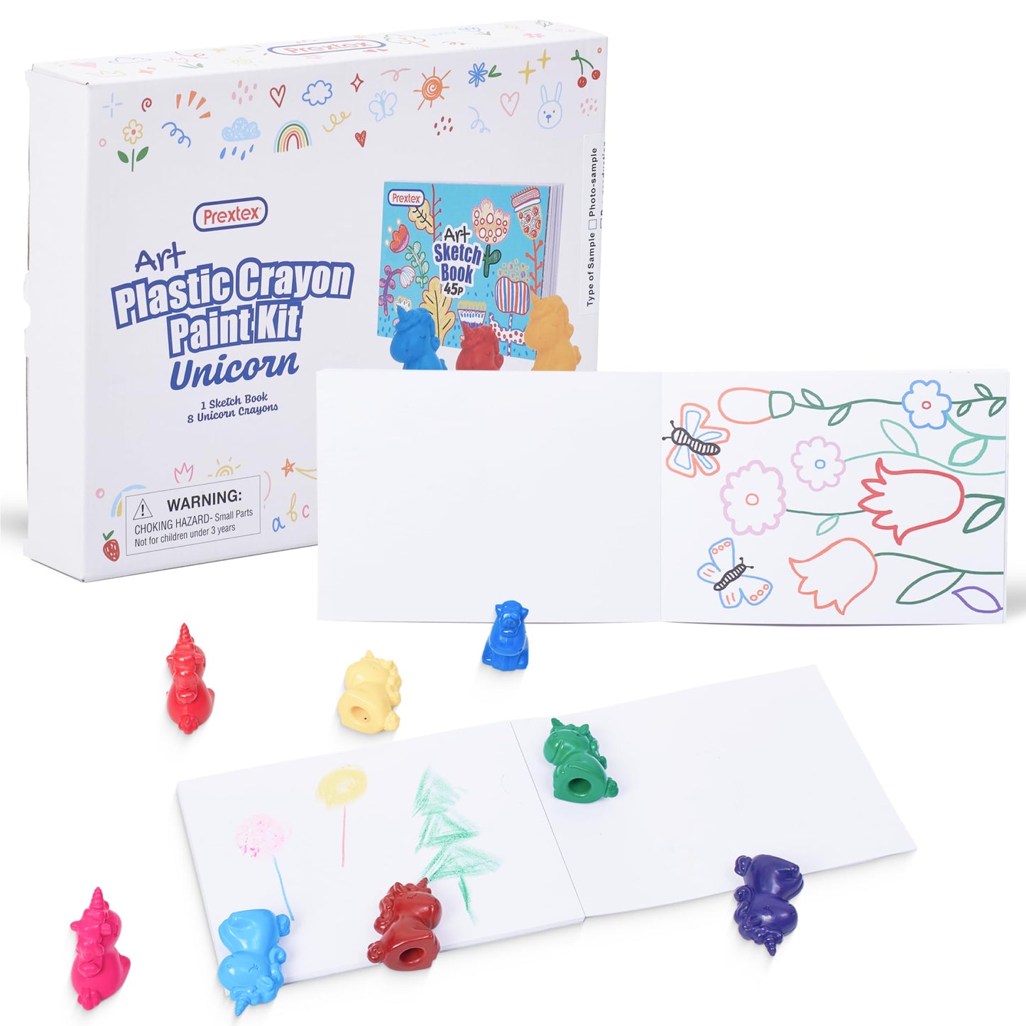 PREXTEX Juego de libros de bocetos de unicornio y crayones para niños