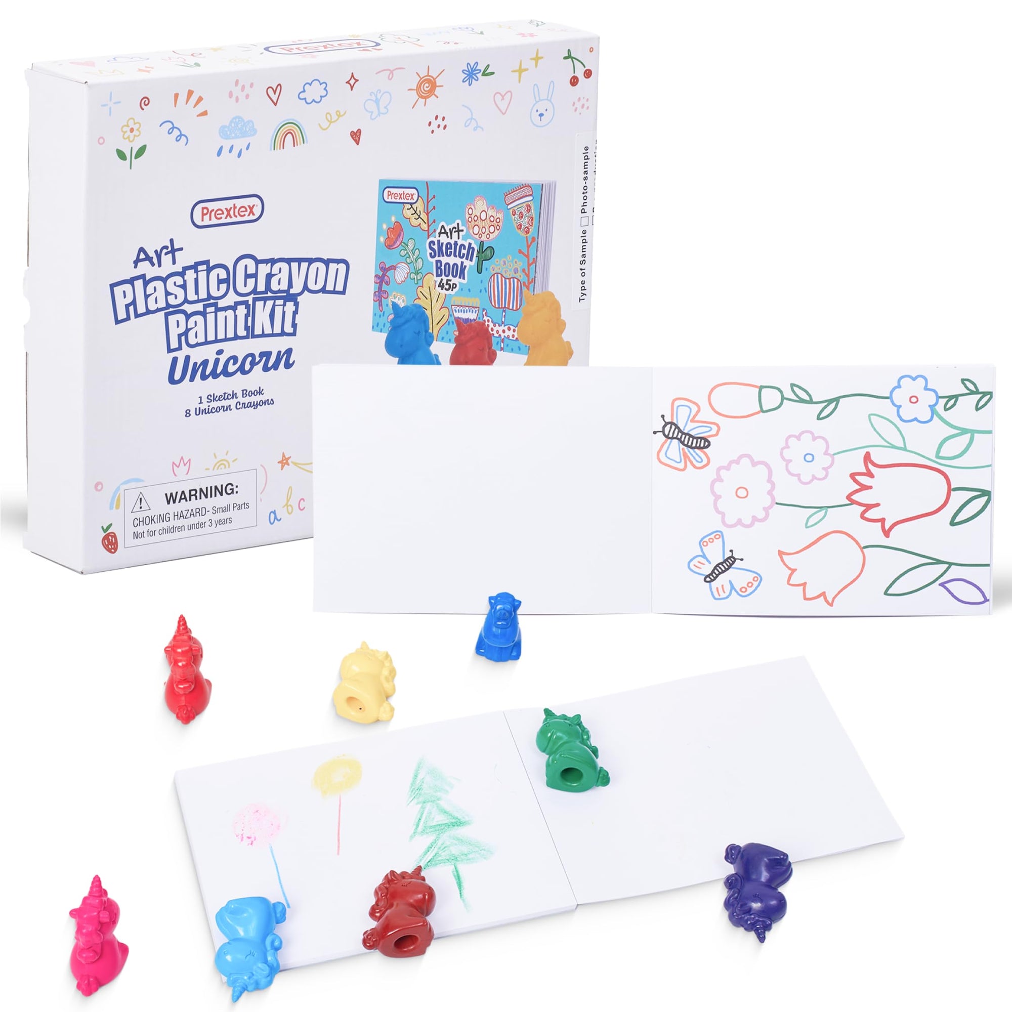 PREXTEX Juego de libros de bocetos de unicornio y crayones para niños