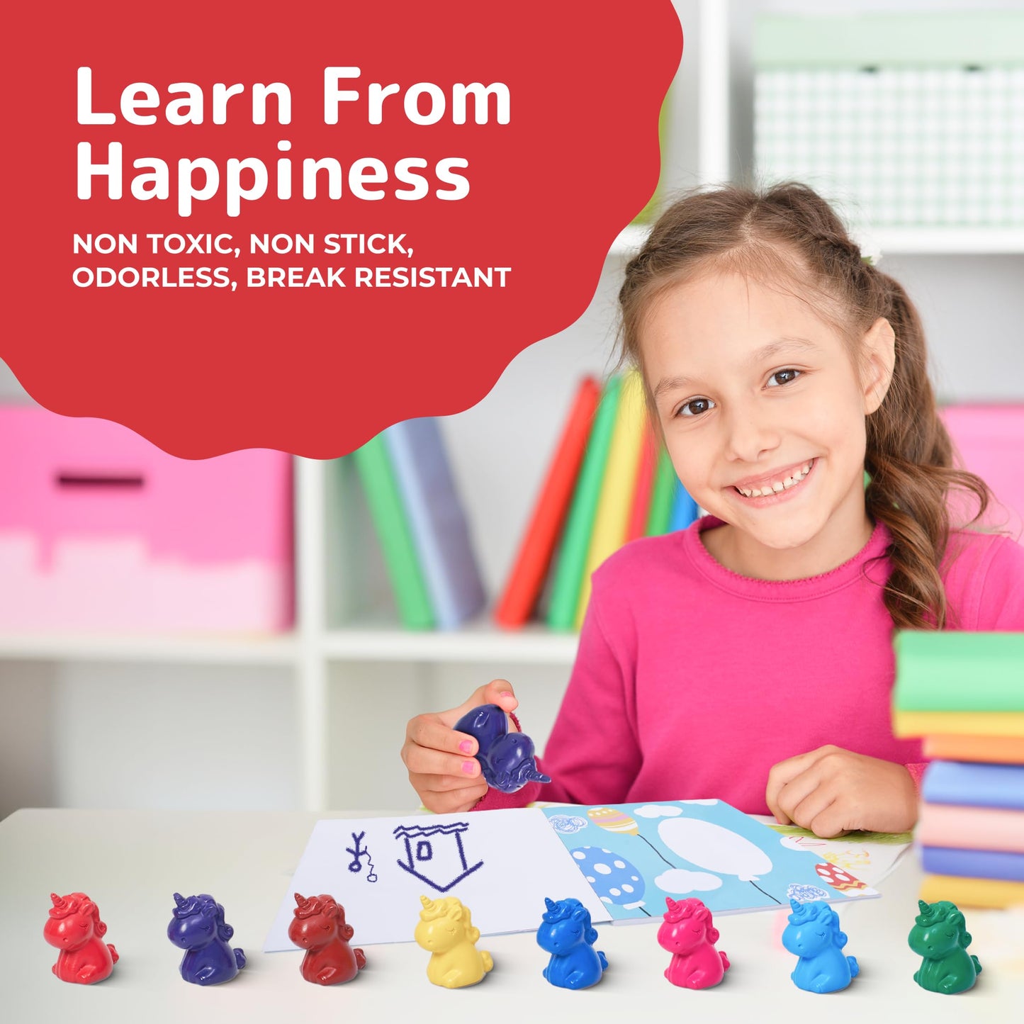 PREXTEX Juego de libros de bocetos de unicornio y crayones para niños