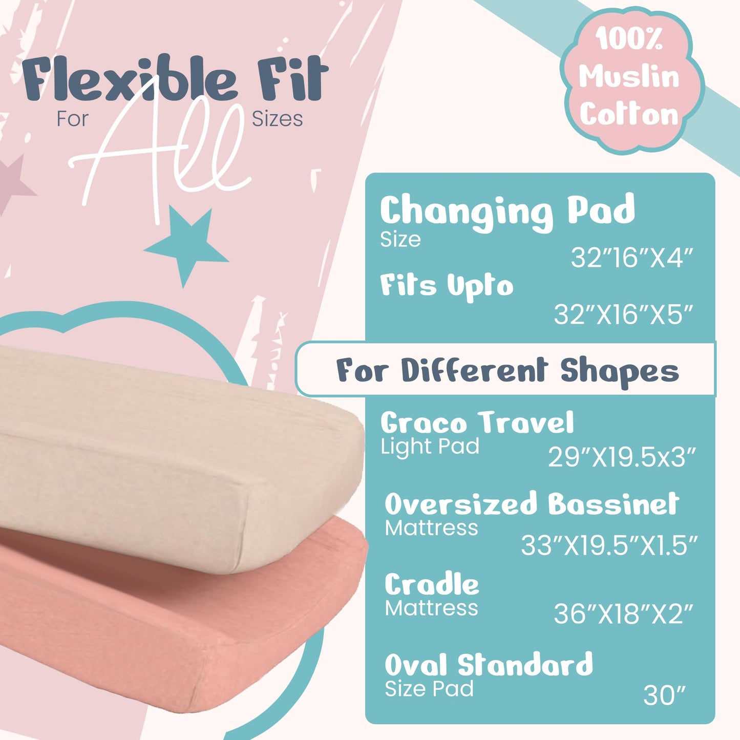 Funda para cambiador de pañales 100% de muselina ultra suave