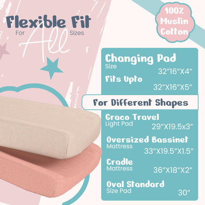 Funda para cambiador de pañales 100% de muselina ultra suave