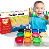 Pintura de dedos para niños pequeños, lavable, no tóxica, 12 colores brillantes