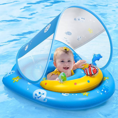 Flotador infantil para piscina con toldo de protección solar UPF50+, 6-36 meses