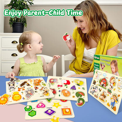 Rompecabezas de madera para niños pequeños, paquete de 4