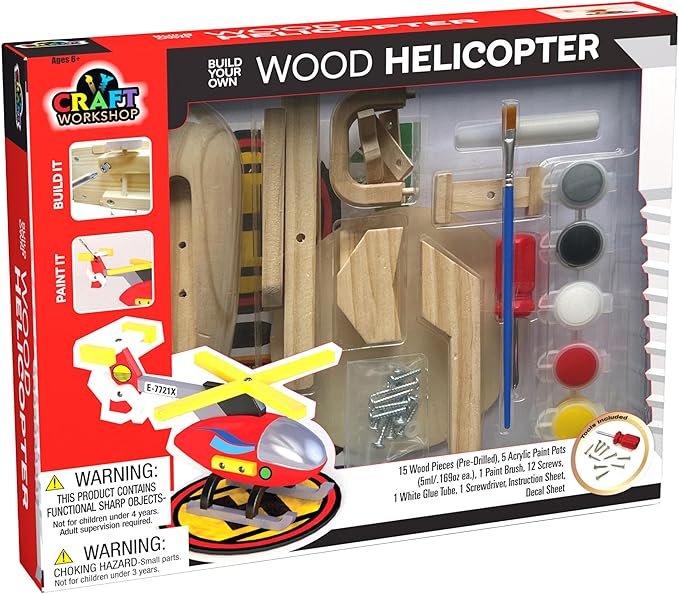 Myndology Wood Craft, construye y pinta helicópteros de madera