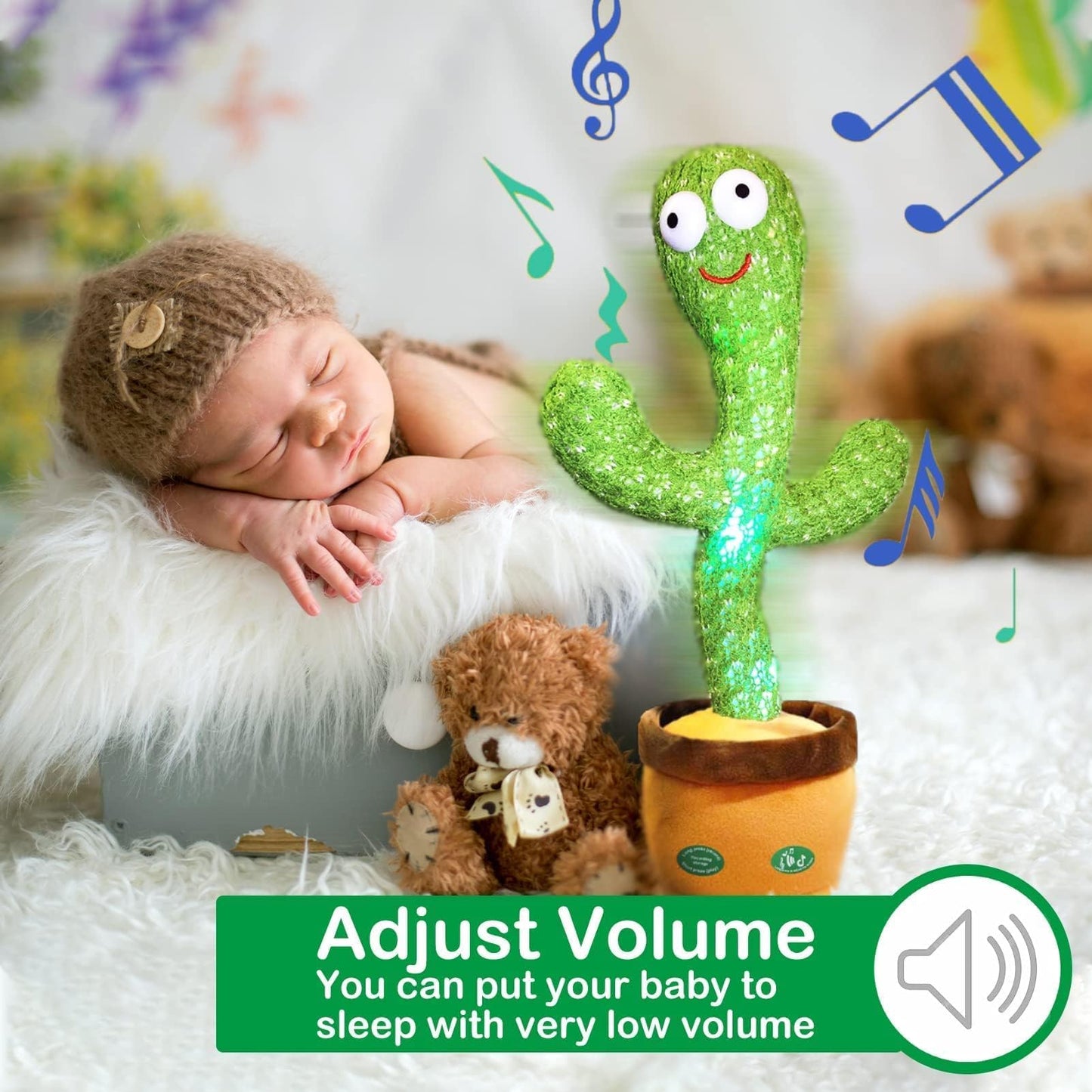 Pbooo Juguete de cactus bailarín que imita, habla y repite cantar, 120 canciones para bebé