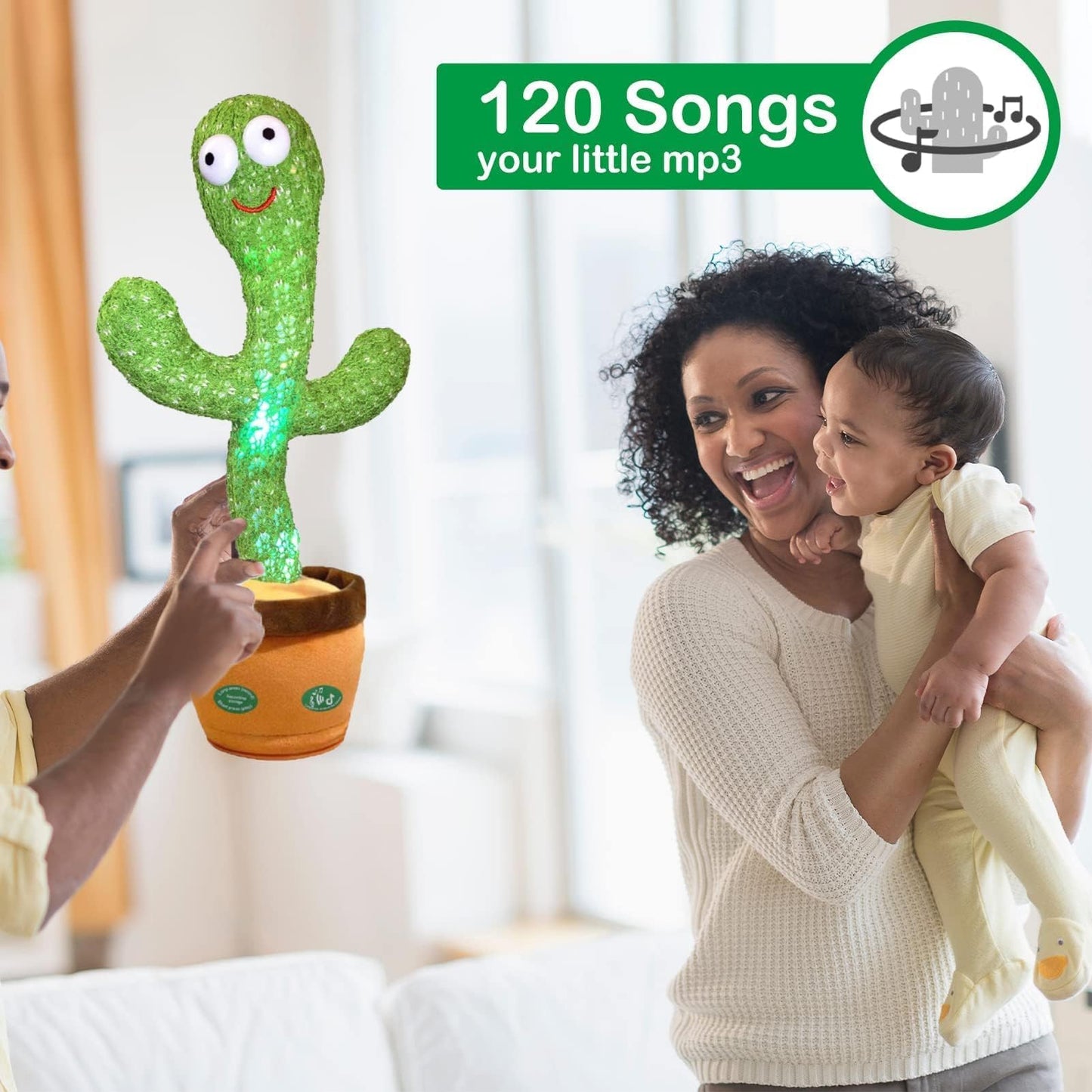 Pbooo Juguete de cactus bailarín que imita, habla y repite cantar, 120 canciones para bebé
