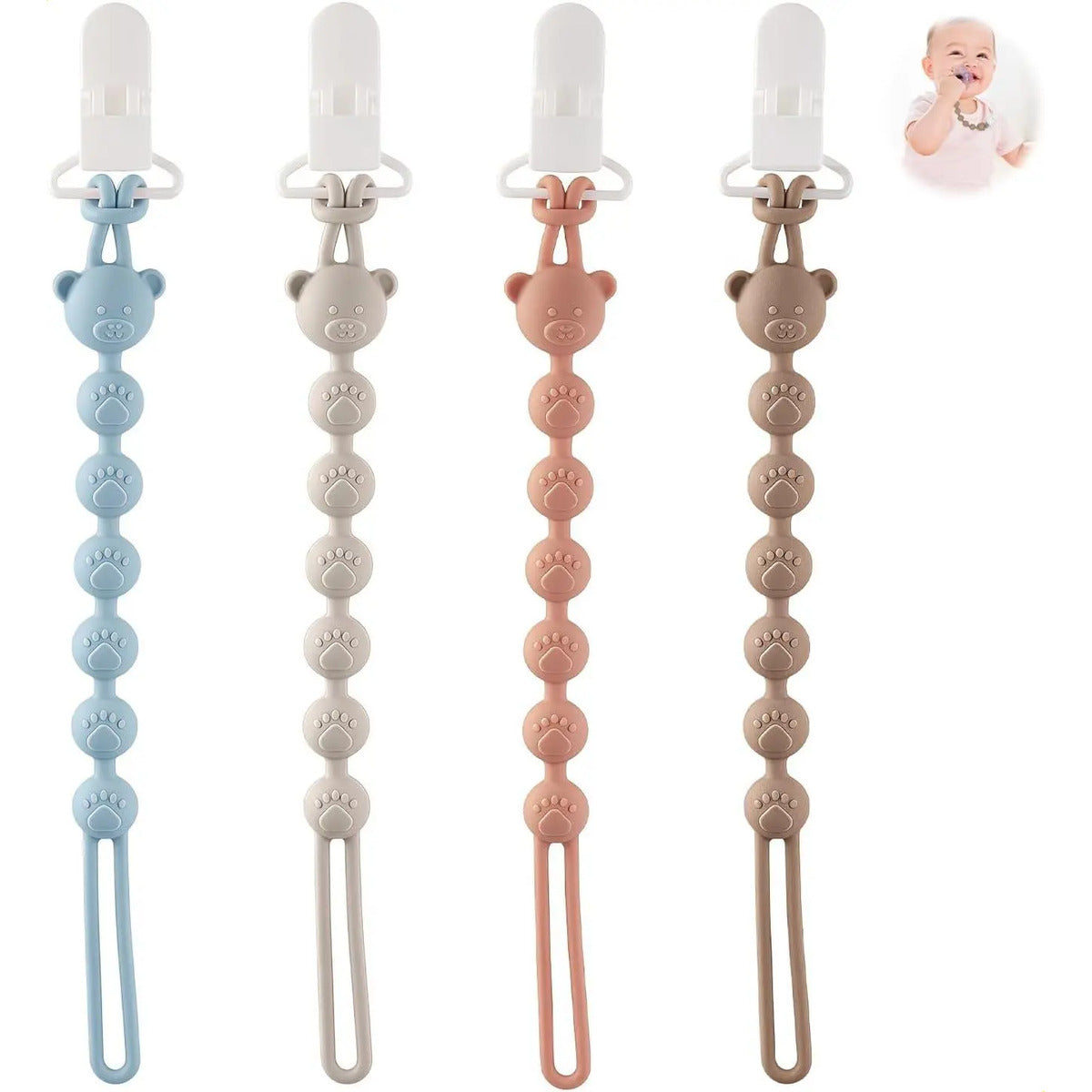 Porta Chupones Bebé Silicona - Pack 4 Piezas Multiusos