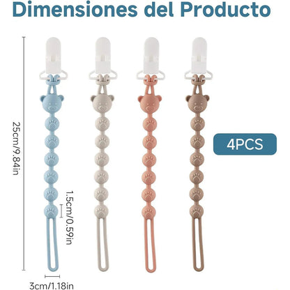 Porta Chupones Bebé Silicona - Pack 4 Piezas Multiusos