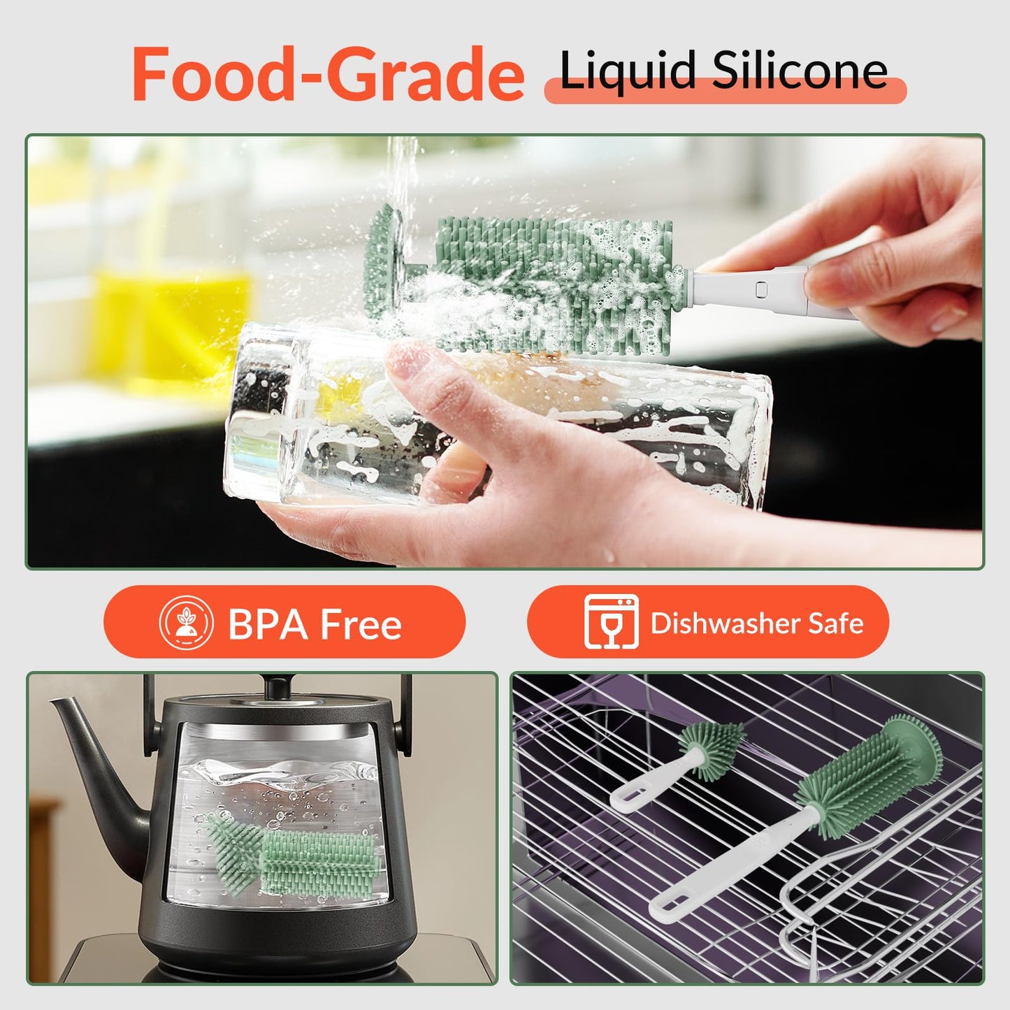 Kit de viaje portátil 6 en 1, artículos esenciales de viaje para bebés, juego de cepillos para biberones