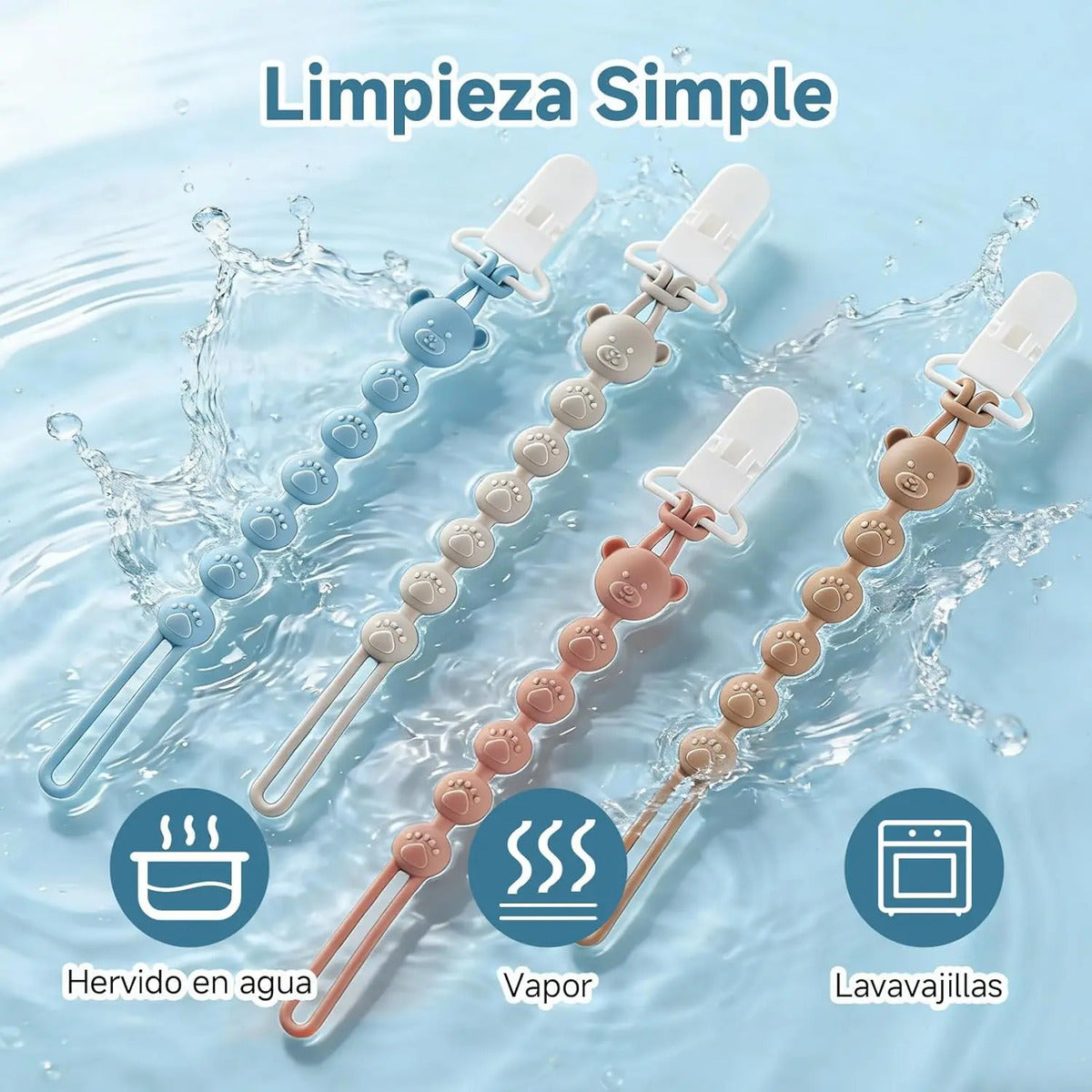 Porta Chupones Bebé Silicona - Pack 4 Piezas Multiusos