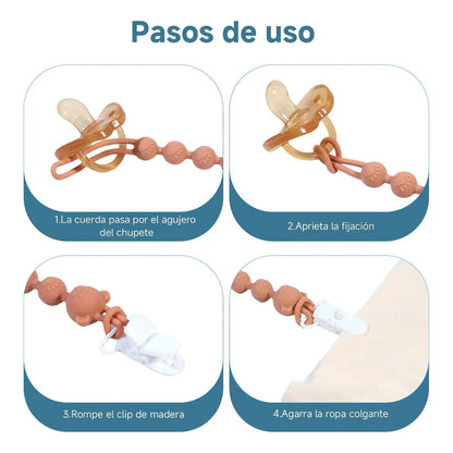 Porta Chupones Bebé Silicona - Pack 4 Piezas Multiusos