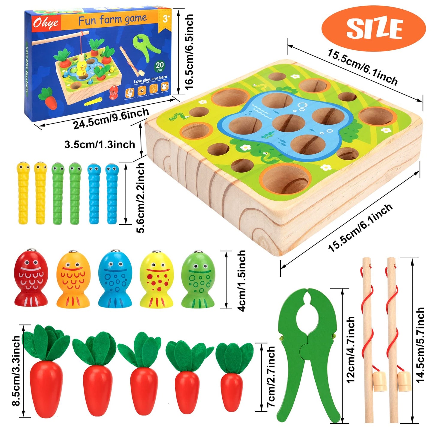 Juguete de madera montessori pesca