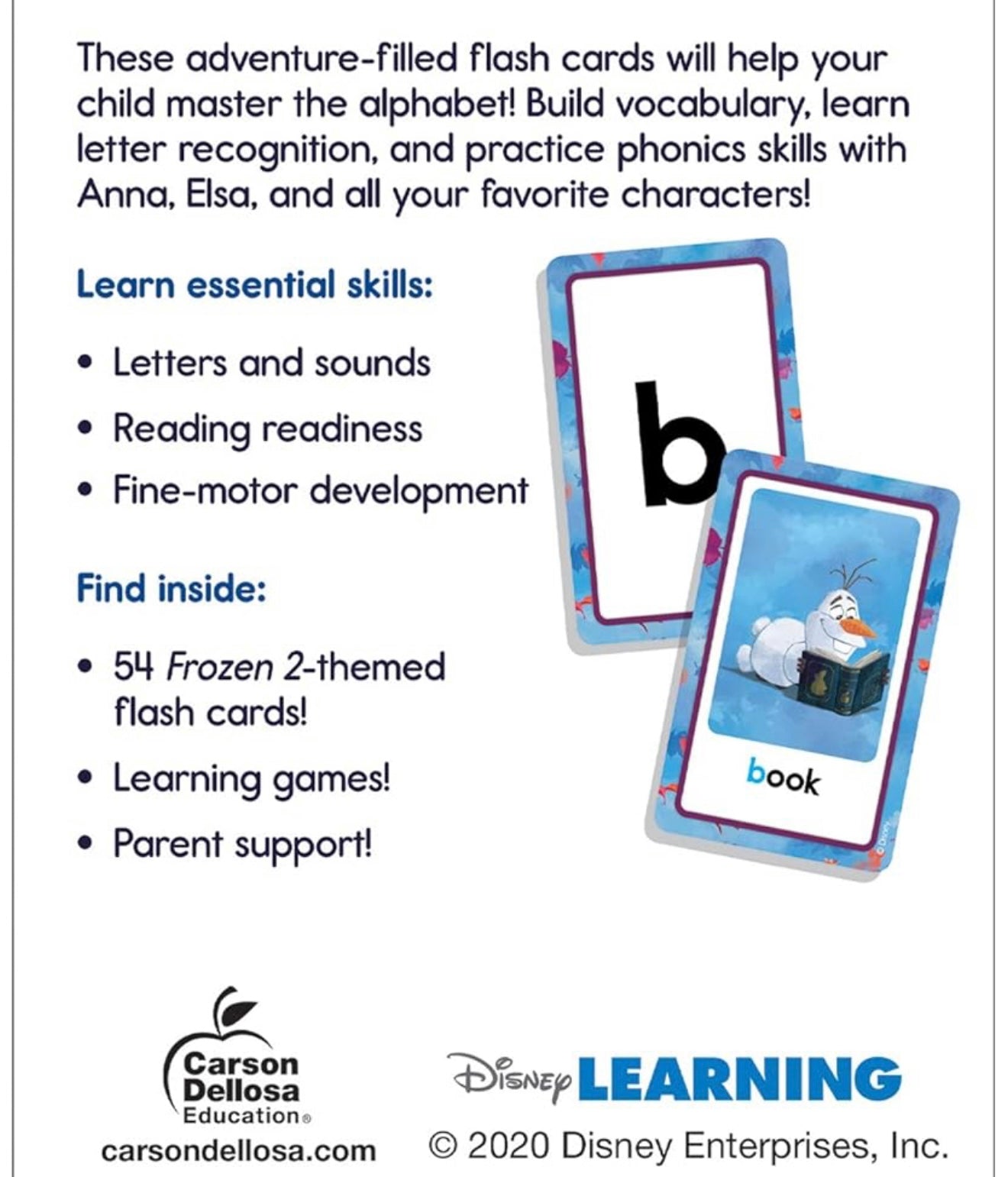 Tarjetas didácticas del alfabeto de Frozen 2 de Disney