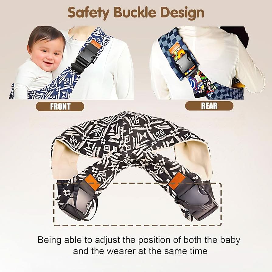 Eslinga portátil y ligera, asiento de cadera antideslizante que lleva de 10 a 30 libras (negro)