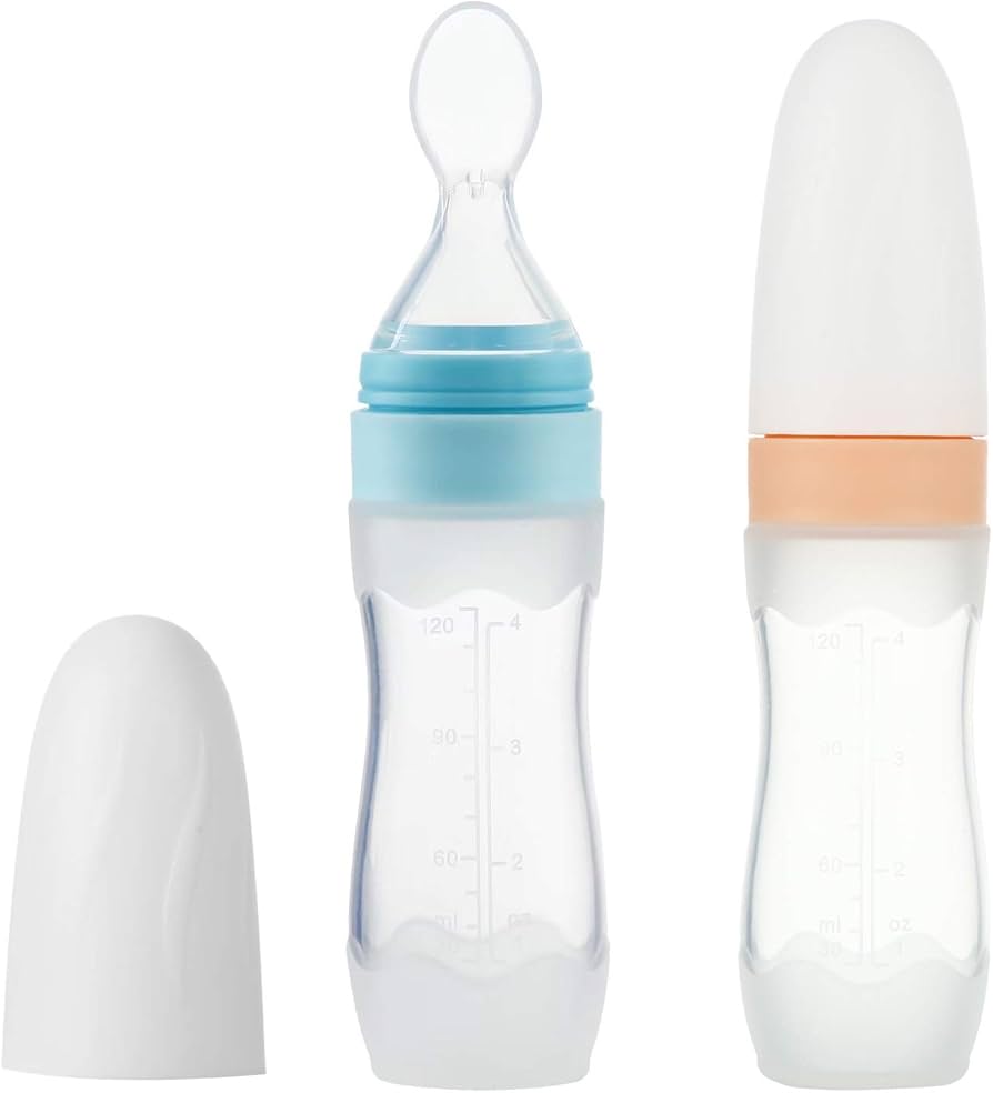Paquete de 2 cucharas dispensadoras de alimentos de silicona para bebés