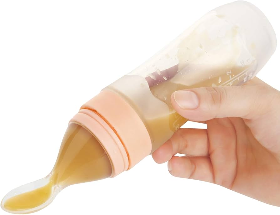 Paquete de 2 cucharas dispensadoras de alimentos de silicona para bebés
