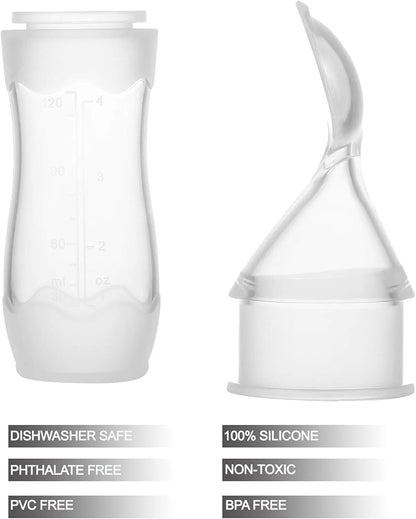 Paquete de 2 cucharas dispensadoras de alimentos de silicona para bebés