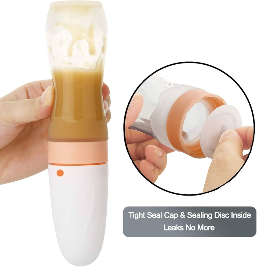 Paquete de 2 cucharas dispensadoras de alimentos de silicona para bebés