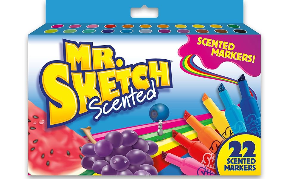 Mr. Sketch Marcadores perfumados, marcador de punta de cincel, colores surtidos, 22 unidades