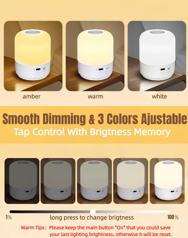 Luz nocturna portátil para bebé, luz de huevo de 3 colores para guardería