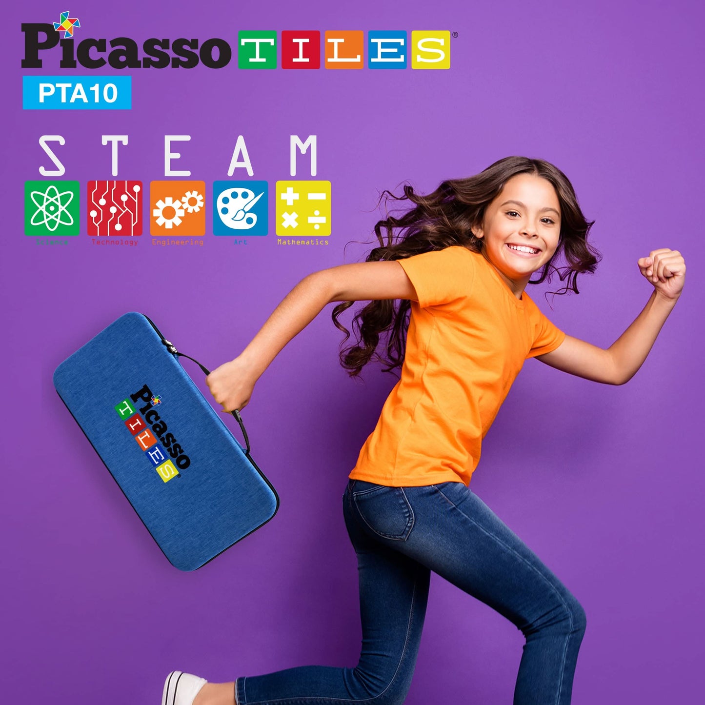 PicassoTiles Estuche magnético de almacenamiento de azulejos de 16.5 x 7.5 x 3.5 pulgadas