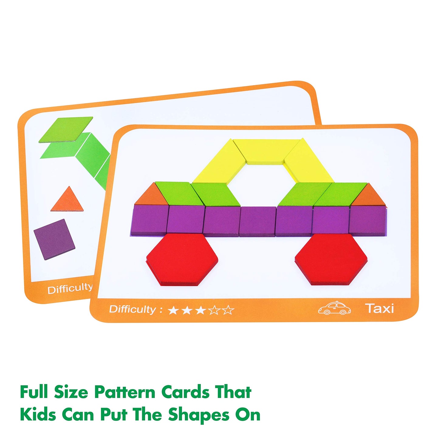 SpriteGru 300 piezas de bloques de madera con patrón para niños con 24 tarjetas de diseño de doble cara