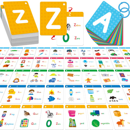 Tarjetas flash del alfabeto, 52 tarjetas en minúsculas y mayúsculas de tamaño gigante
