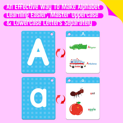 Tarjetas flash del alfabeto, 52 tarjetas en minúsculas y mayúsculas de tamaño gigante