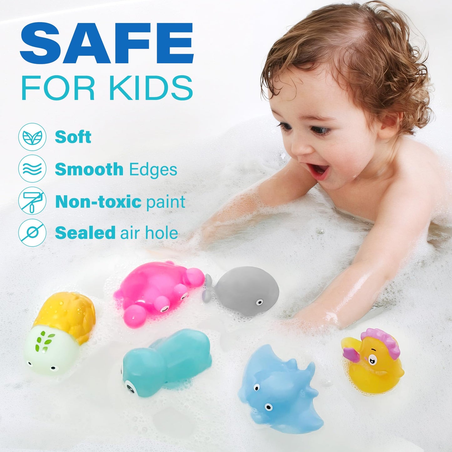 BenBen Juguete de baño, 6 juguetes de baño que cambian de color para niños, sin agujeros