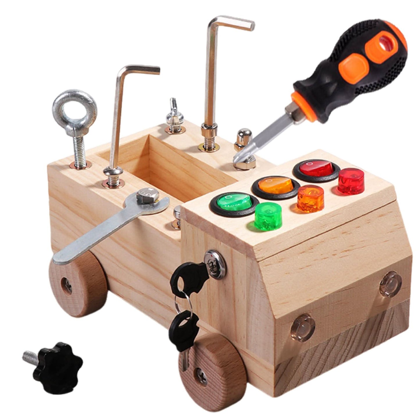 Montessori - Juego de tablero de destornillador con interruptor LED, tornillo para automóvil