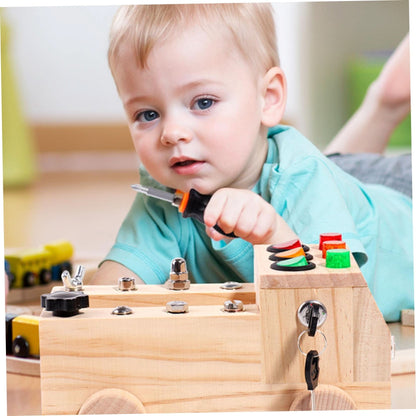 Montessori - Juego de tablero de destornillador con interruptor LED, tornillo para automóvil