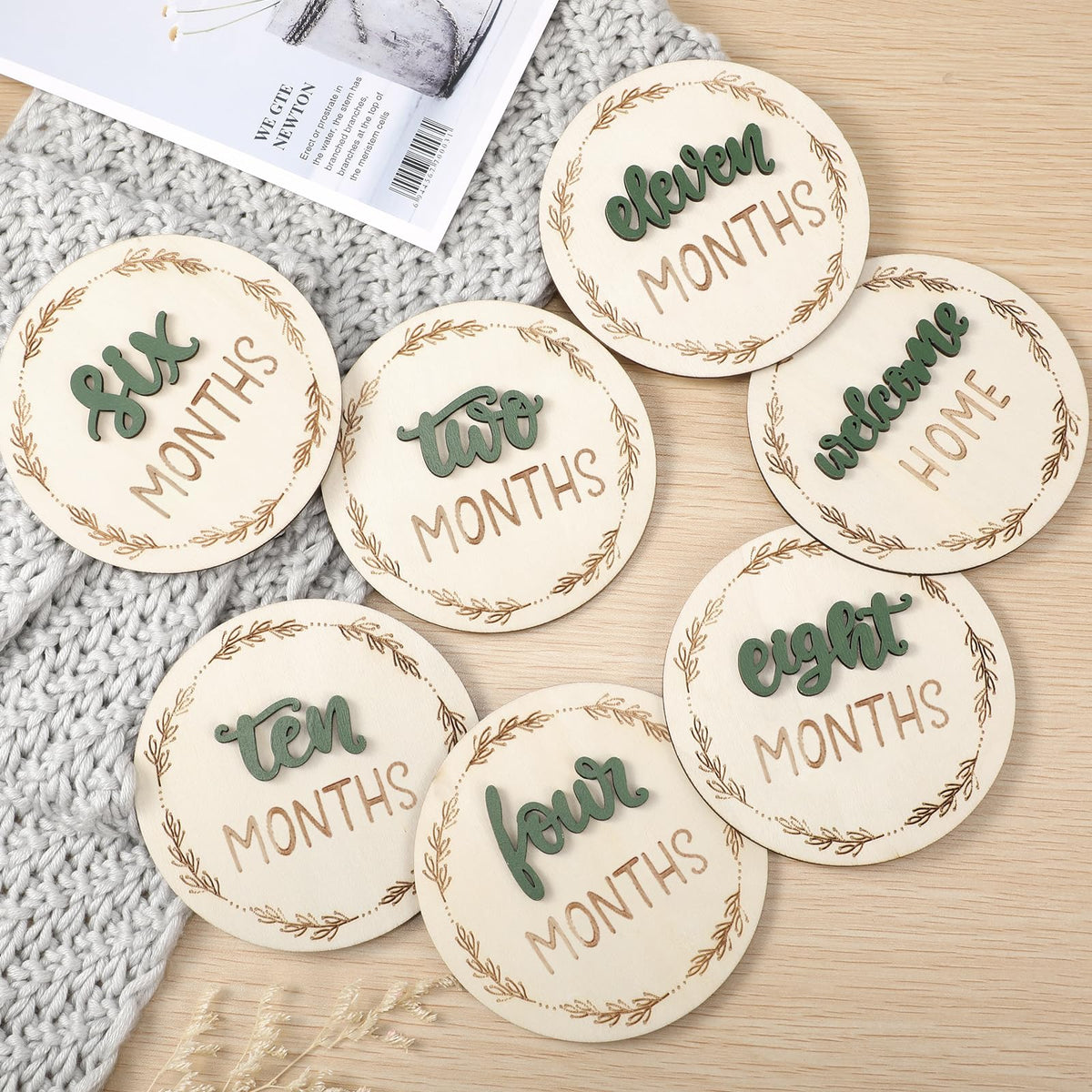 Paquete de 7 tarjetas mensuales de hitos para bebé