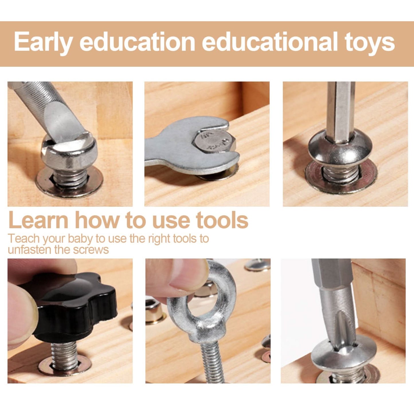 Montessori - Juego de tablero de destornillador con interruptor LED, tornillo para automóvil