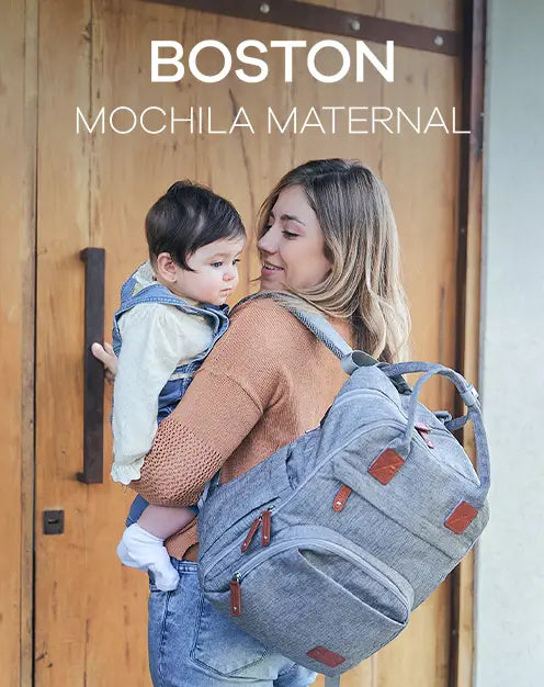 Mochila Pañalera Boston gris