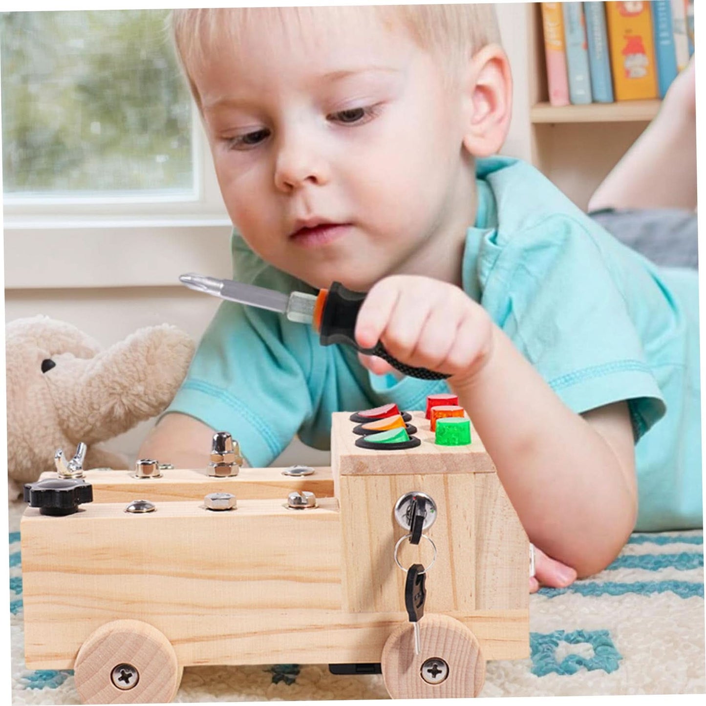 Montessori - Juego de tablero de destornillador con interruptor LED, tornillo para automóvil
