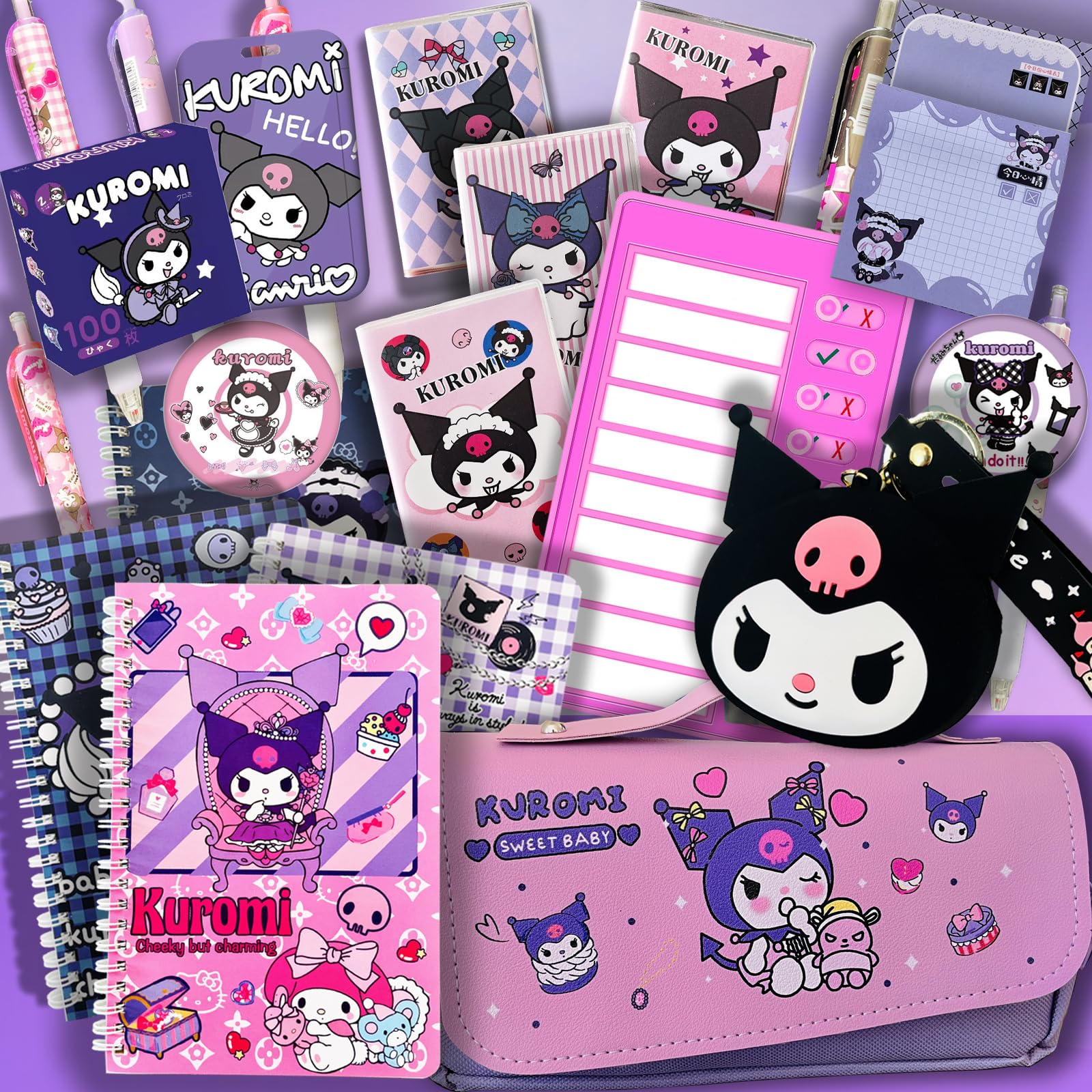 Lindo juego de útiles escolares, cajas de papelería kawaii