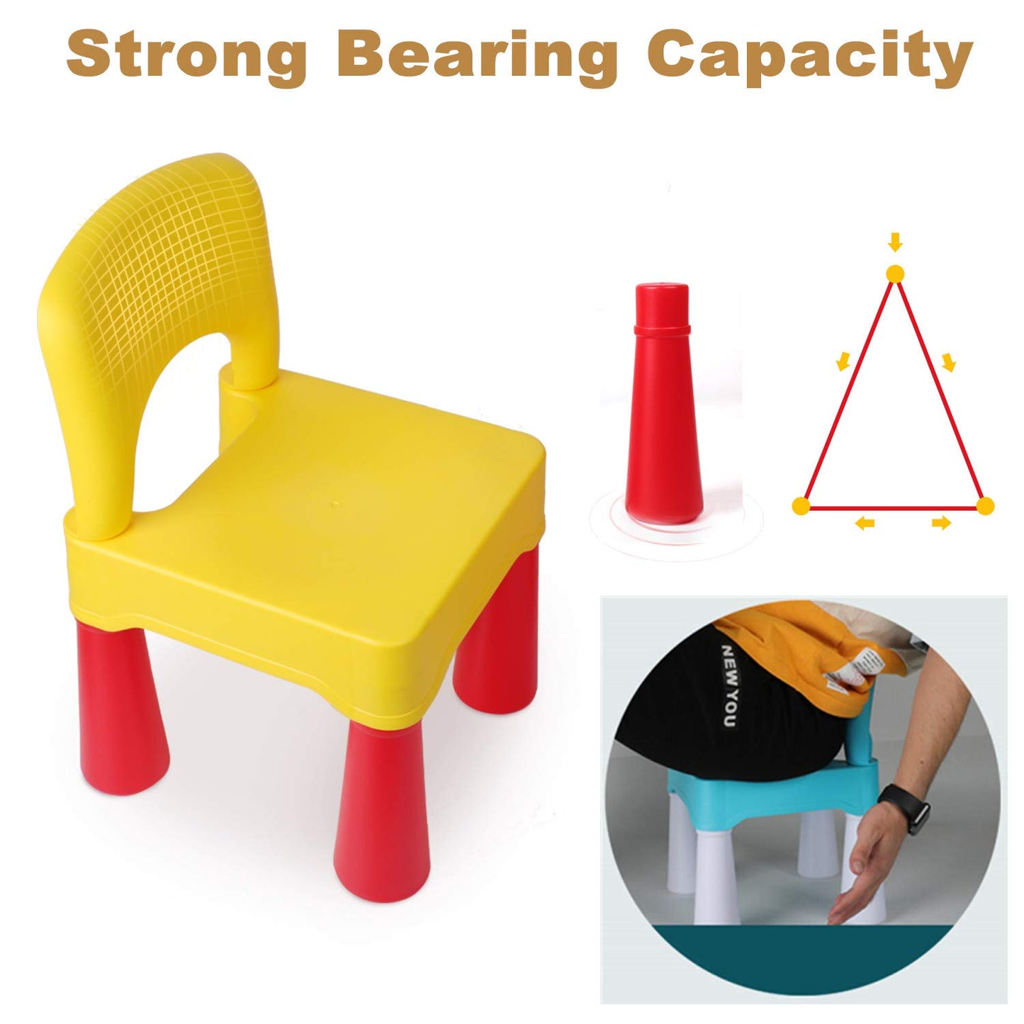 burgkidz Silla de plástico para niños pequeños, duradera y ligera, asiento de 9.3 pulgadas