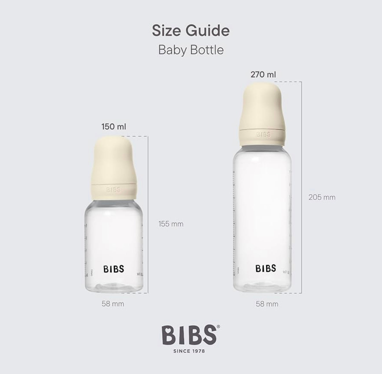 BIBS Biberón de 9 oz / 9.1 fl oz de silicona - Anti-cólico, sin BPA, pezón redondo, flujo medio